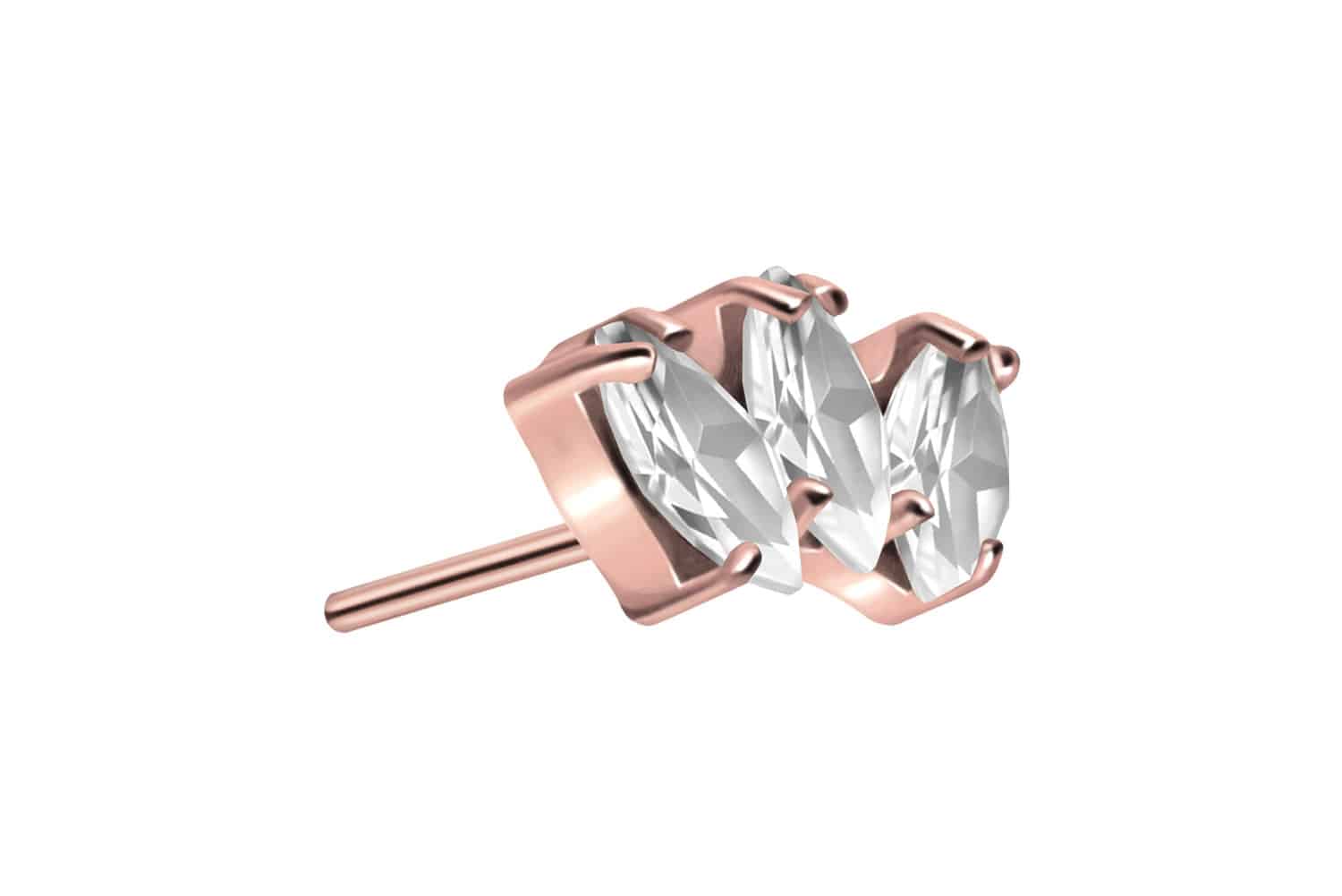 Titan Aufsatz mit Push Pin 3 KRISTALLTROPFEN von Piercingline